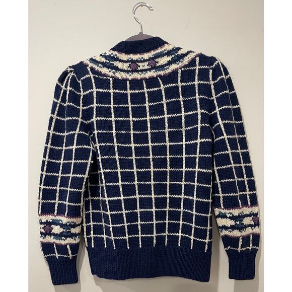 Vintage 90's Lands End 100% wool cardigan floral print grannycore, preppy Small - Picture 7 of 7